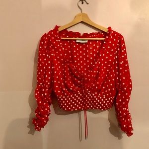 Finders keepers red floral ruffle blouse